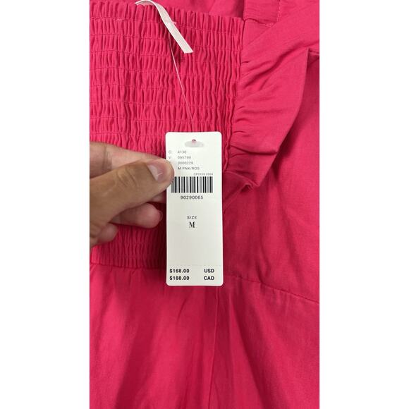 Anthropologie One-Shoulder Ruffle Linen Column Midi Pink Dress M - Picture 9 of 11